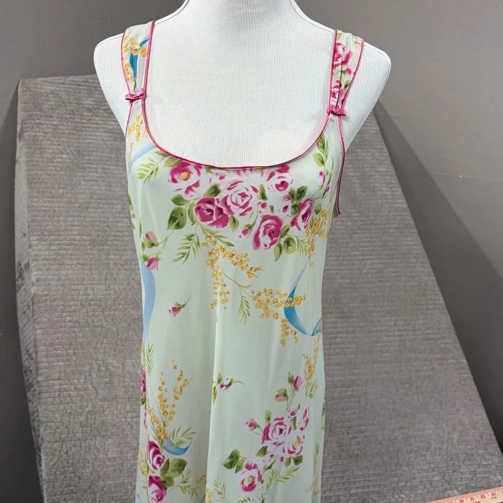 Oscar de la Renta Pink Label Floral Robe and Nightgown Set Mint Green Large XL